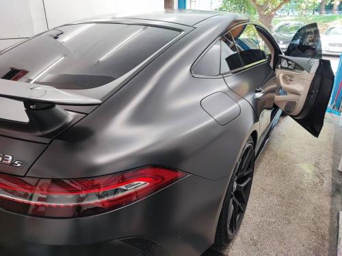 Затъмняване на стъкла Бургас автомобил mercedes gt63S с автомобилно фолио 5